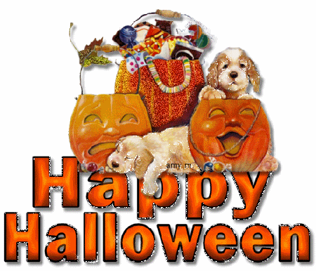Pieski z cukierkami szczęśliwego Halloween